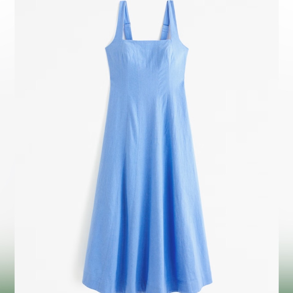 Abercrombie & Fitch Seamed Linen-Blend Midi Dress